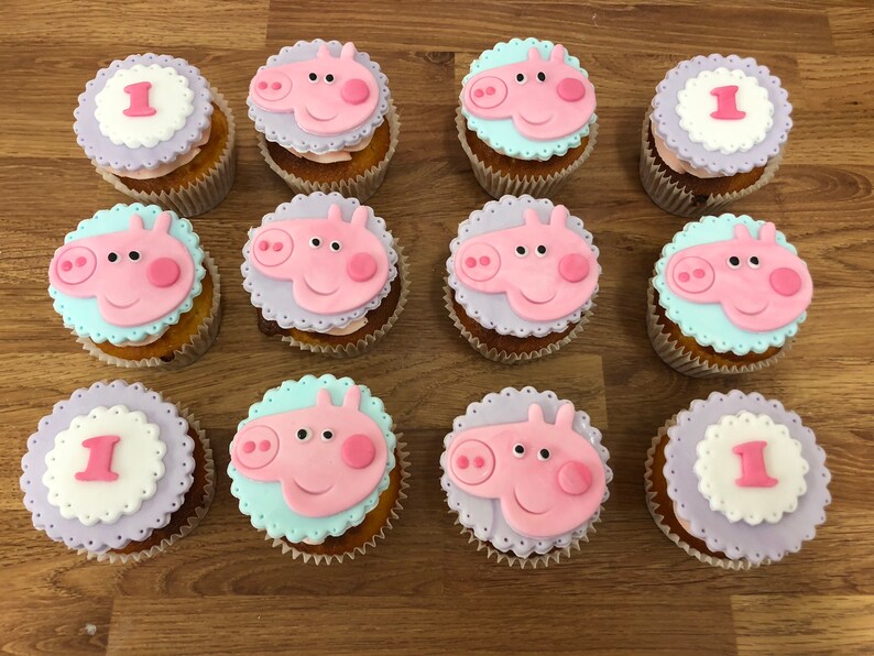 Peppa Pig Fondant Cupcake Toppers Sugarpaste Peppa Pig Fondant Cupcake Toppers Sugarpaste