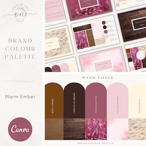 Brand Colour Palette in Warm Ember | Cosy Sunset Brand Color Palette with Hex Code CMYK | Branding for Small Business | Canva Branding Kit
