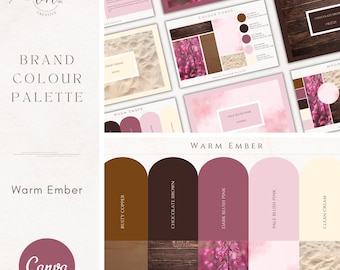 Brand Colour Palette in Warm Ember | Cosy Sunset Brand Color Palette with Hex Code CMYK | Branding for Small Business | Canva Branding Kit