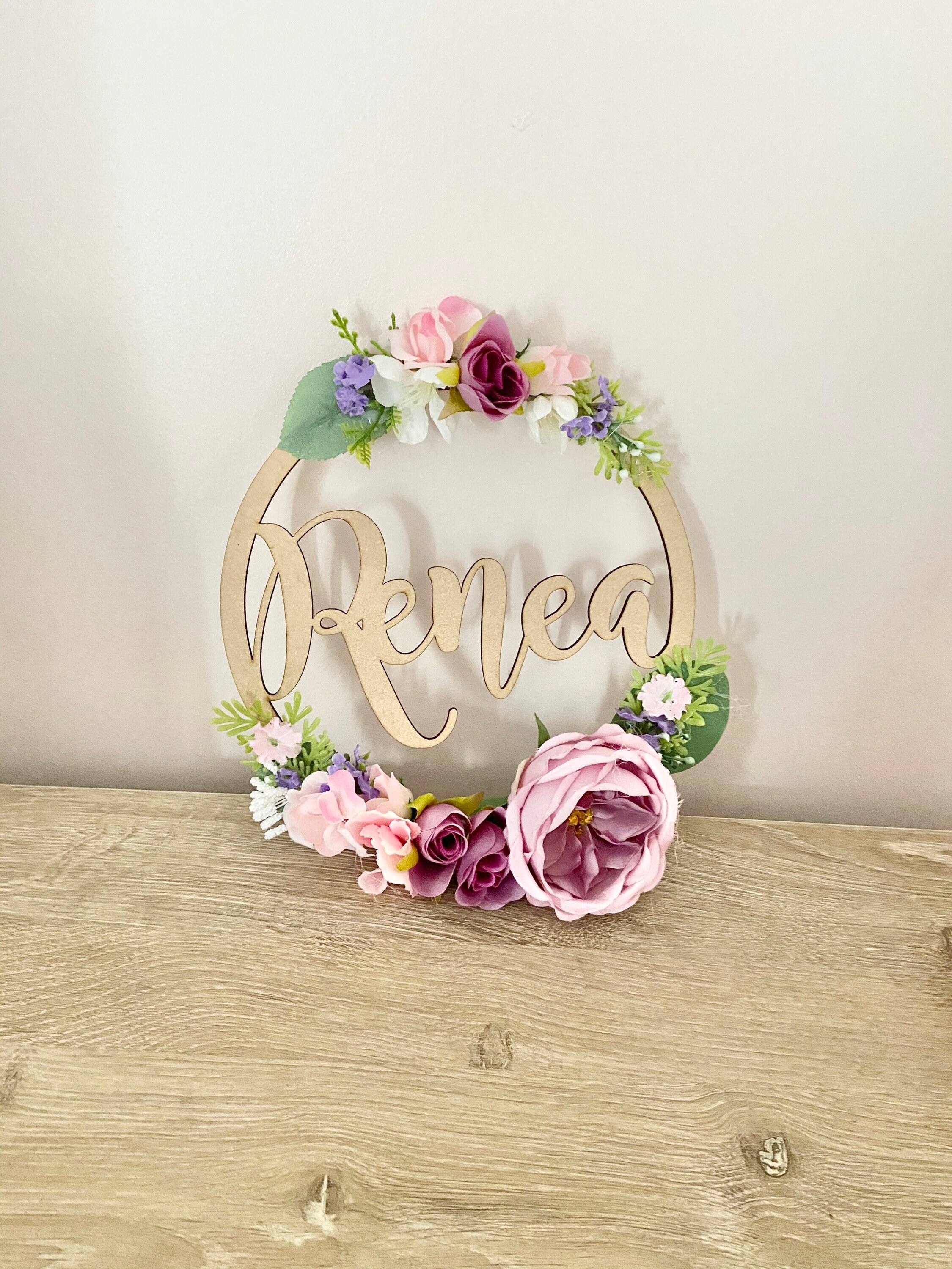 Name Hoop Personalised Flower Hoop Name Flower Hoop 20cm Etsy