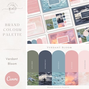 Brand Colour Palette in Verdant Bloom | Botanical Brand Color Palette with Hex Code CMYK | Branding for Small Business | Canva Branding Kit