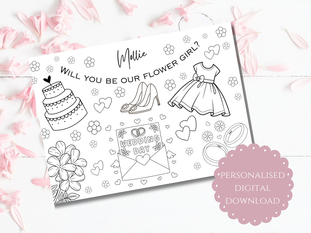 Will You Be My Flower Girl Printable Colouring Page Favour | Wedding ...