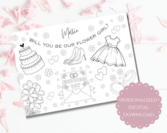 Will you be my Flower Girl Printable Colouring Page Favour | Wedding Party Gift for Kids | A4 Digital Download | Junior Bridesmaid