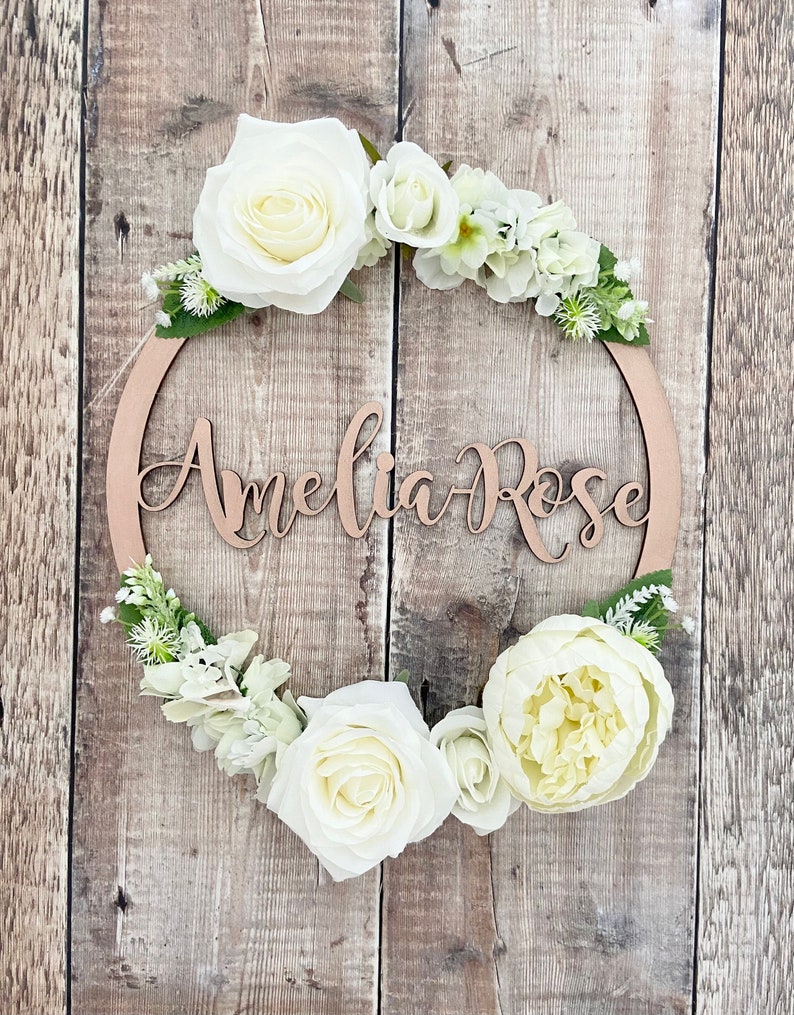 Floral Name Hoop Personalised Flower Hoop Name Flower Hoop Etsy