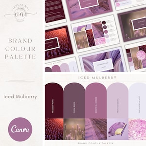 Brand Colour Palette in Iced Mulberry | Elegant Color Palette with Hex Code CMYK | Purple Palette for Small Business | Canva Branding Kit