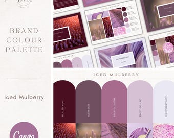 Brand Colour Palette in Iced Mulberry | Elegant Color Palette with Hex Code CMYK | Purple Palette for Small Business | Canva Branding Kit
