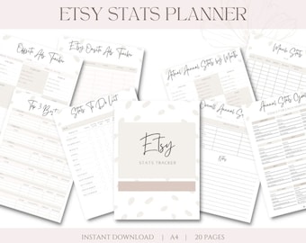 Etsy Stats Planner Workbook, Etsy Stats Tracker Log, Small Business Stats Goals, Etsy worksheets, Keyword Tag Listings, Printable A4 Digital