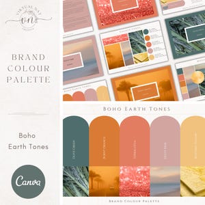 Brand Colour Palette in Boho Earth Tones | Brand Color Palette with Hex Codes CMYK RGB | Branding for Small Businesses | Canva Branding Kit