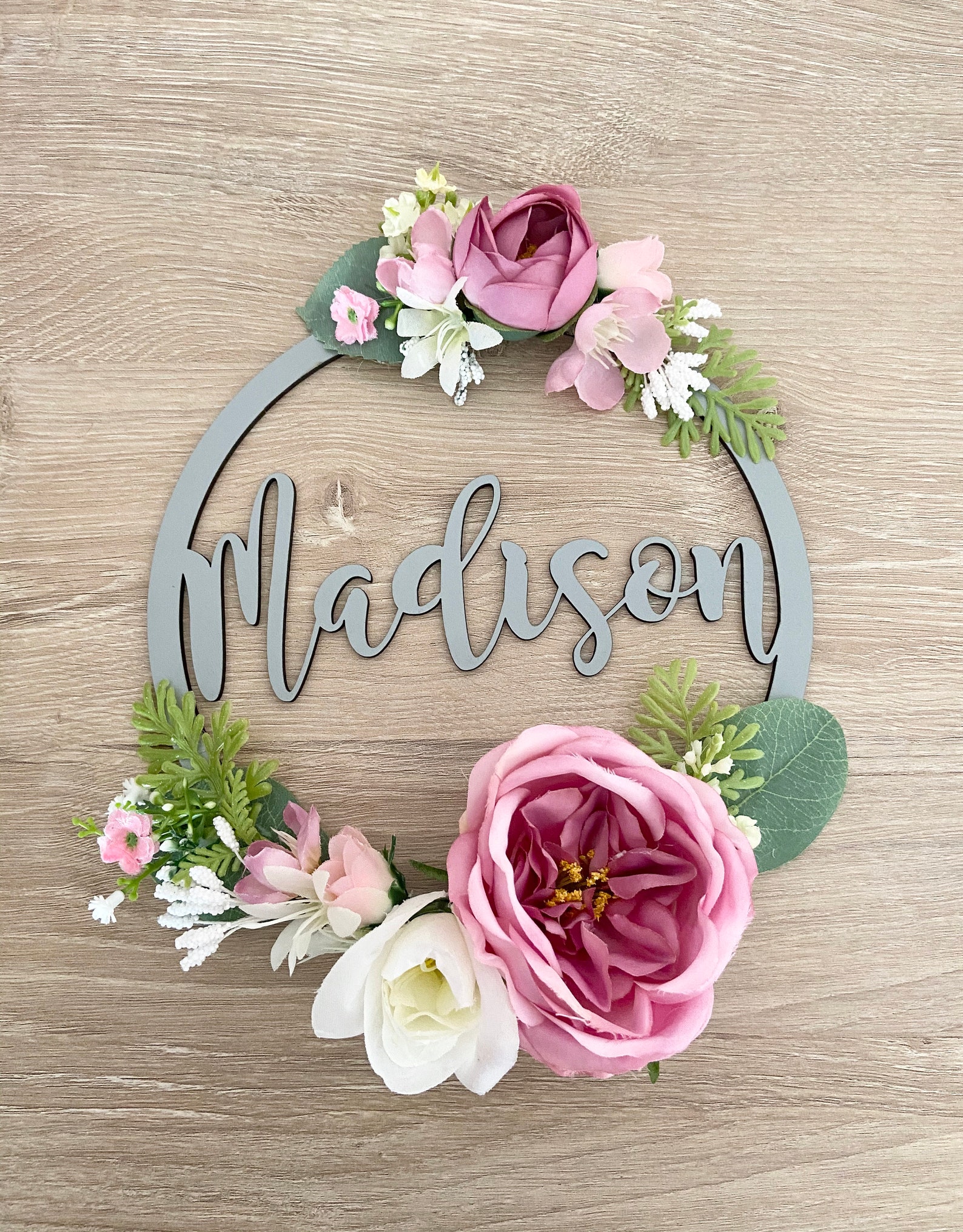 Floral Name Hoop Flower Hoop Name Flower Hoop 20cm Nursery Etsy UK