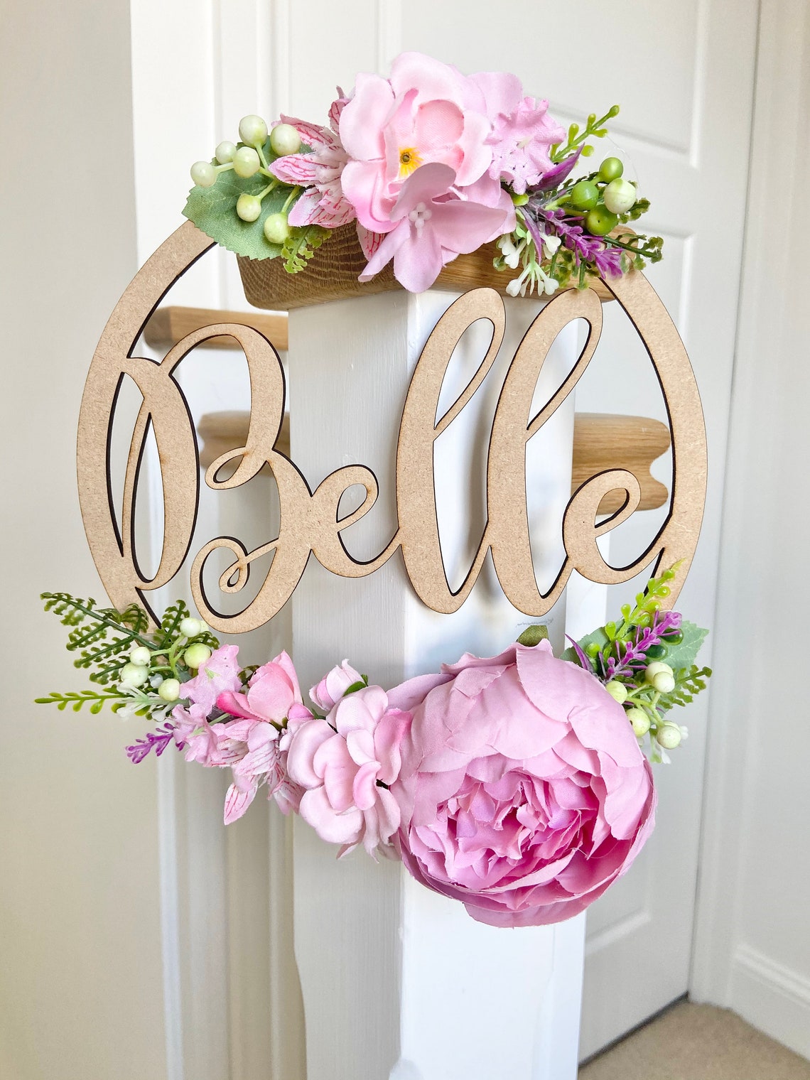 Name Hoop Personalised Flower Hoop Name Flower Hoop 20cm Etsy