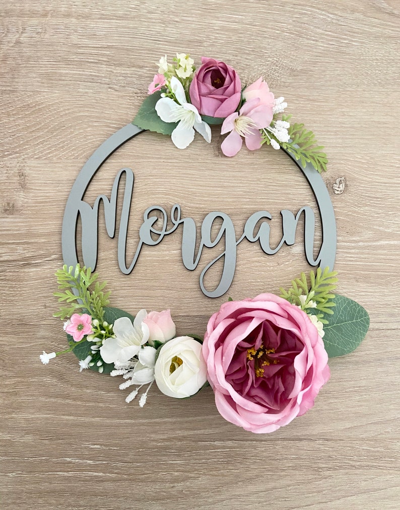Floral Name Hoop Flower Hoop Name Flower Hoop 20cm Nursery Etsy UK