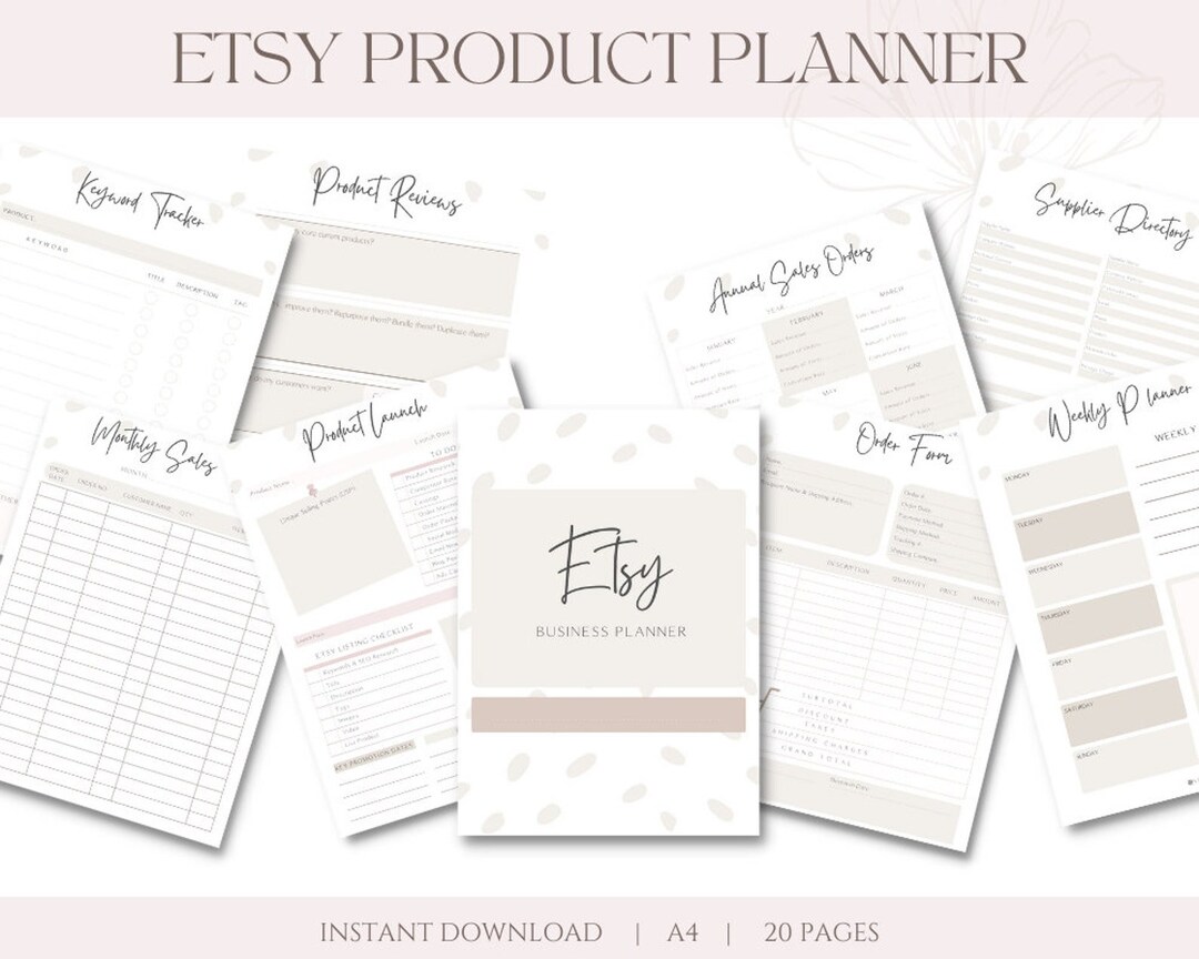 Etsy Product Planner Workbook, Etsy Seller Order Log, Small Business