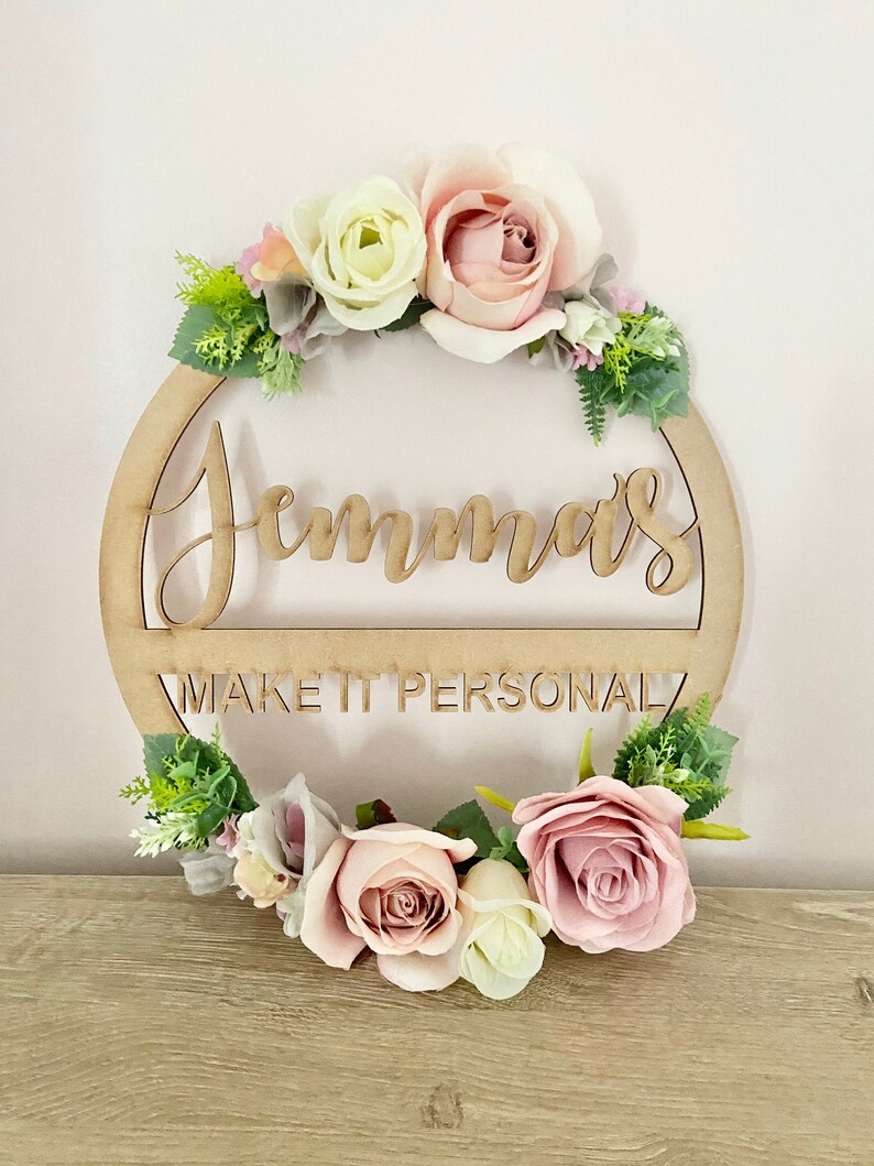 Floral Name Hoop Personalised Hoop Name Flower Hoop 30cm Etsy