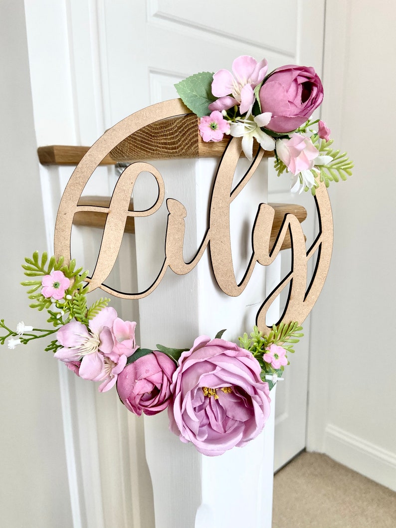 Name Hoop Personalised Flower Hoop Name Flower Hoop 20cm Etsy