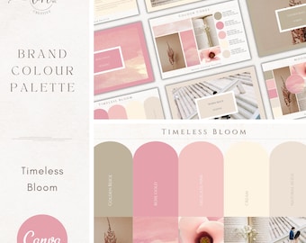 Brand Colour Palette in Timeless Bloom | Elegant Color Palette with Hex Code CMYK | Floral Palette for Small Business | Canva Branding Kit