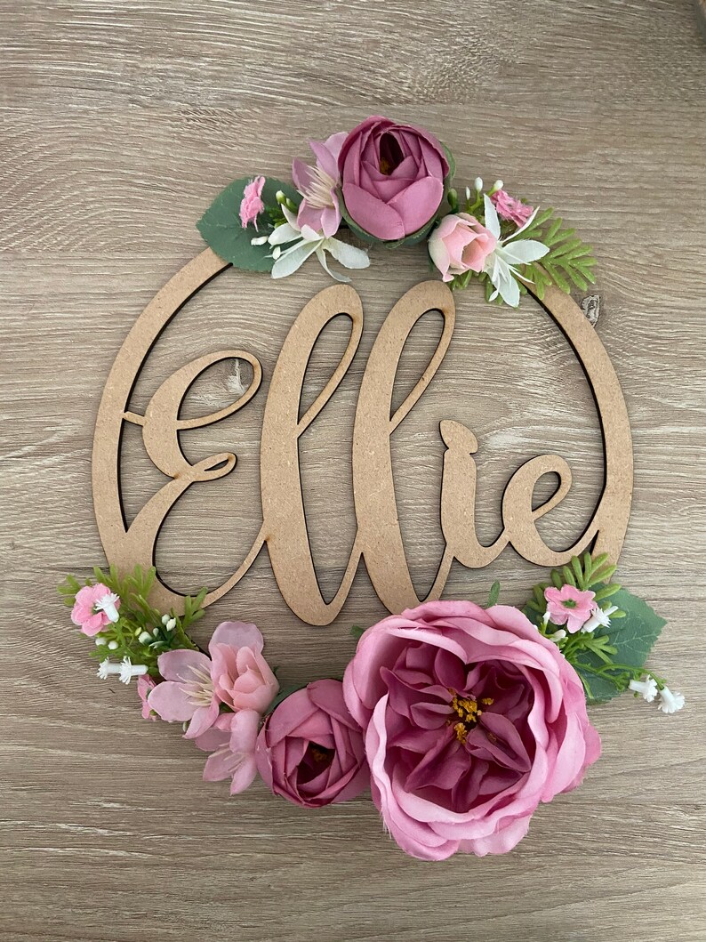 Name Hoop Personalised Flower Hoop Name Flower Hoop 20cm Etsy