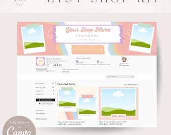Rainbow Etsy Shop Branding Kit | Etsy Banner Shop Templates | Editable Canva Etsy Listing Mockup Templates | Bright and Bold Aesthetic