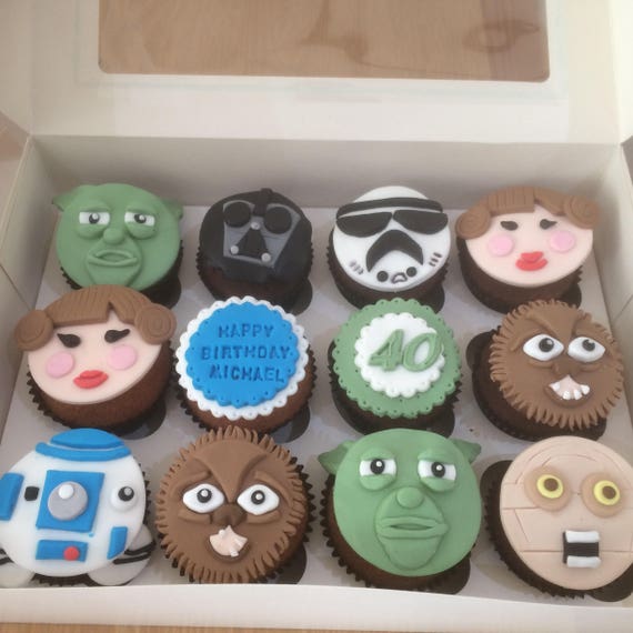Cake Toppers 6 Handmade Edible Sugarpaste Star Wars Cupcake