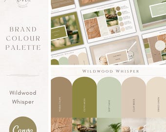 Brand Colour Palette in Wildwood Whisper | Color Palette with Hex Code CMYK | Sage & Olive Palette for Small Business | Canva Branding Kit