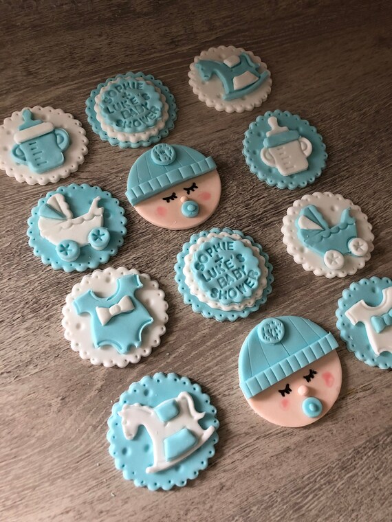 Baby Shower Fondant Cupcake Toppers Cupcake Decoration Etsy
