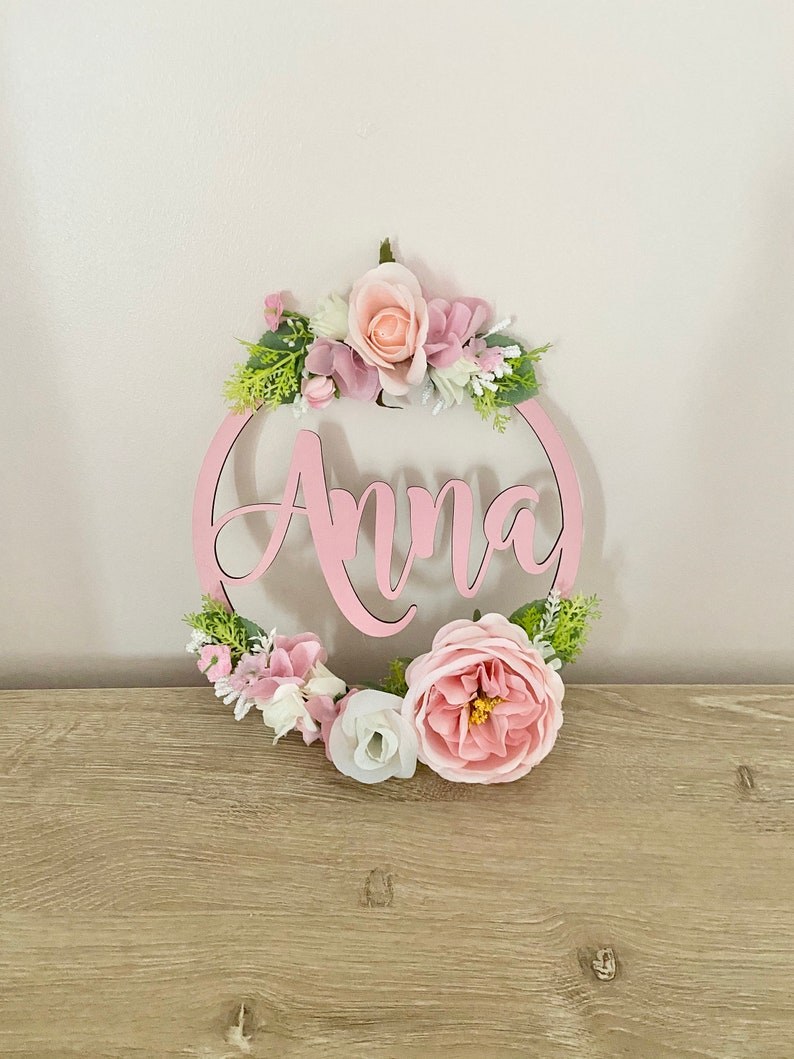 Floral Name Hoop Flower Hoop Name Flower Hoop 20cm Nursery Etsy UK