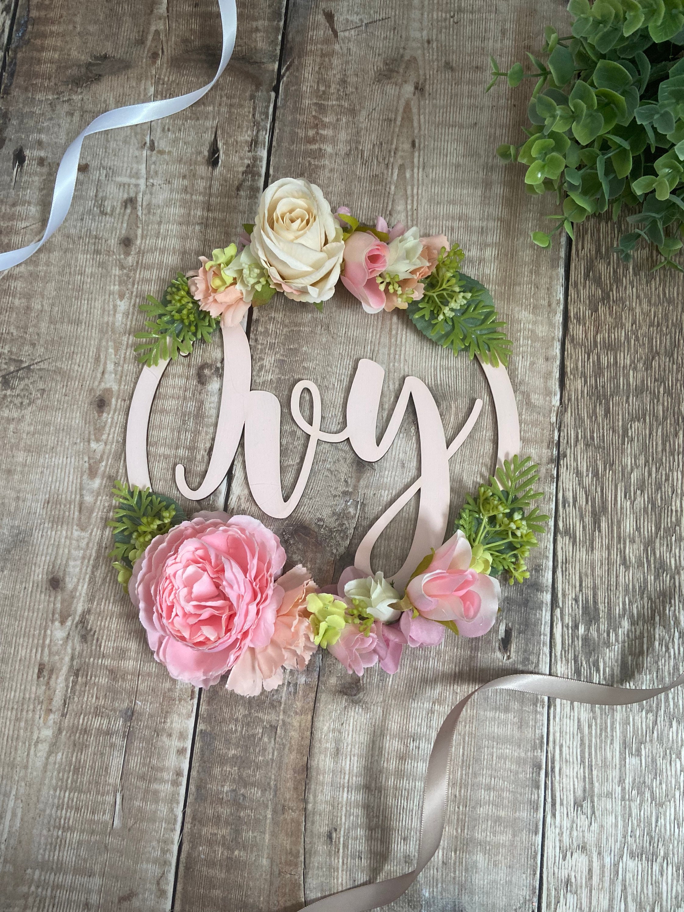 Name Hoop Personalised Flower Hoop Name Flower Hoop 20cm Etsy