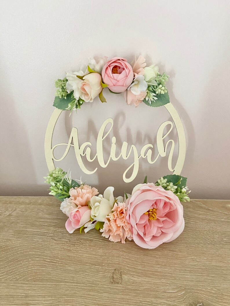 Name Hoop Personalised Flower Hoop Name Flower Hoop 20cm Etsy Israel