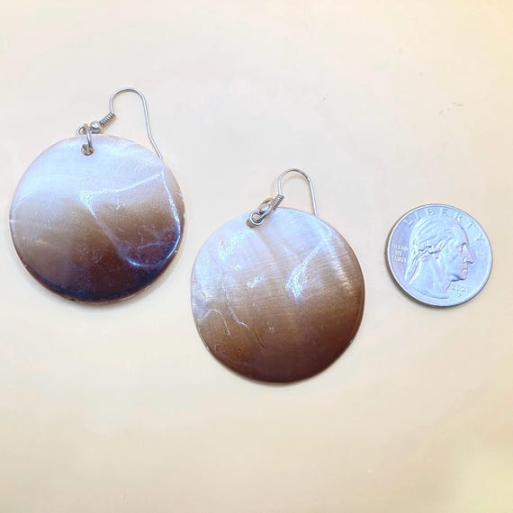 Large Vintage White Shell Earrings - image 1