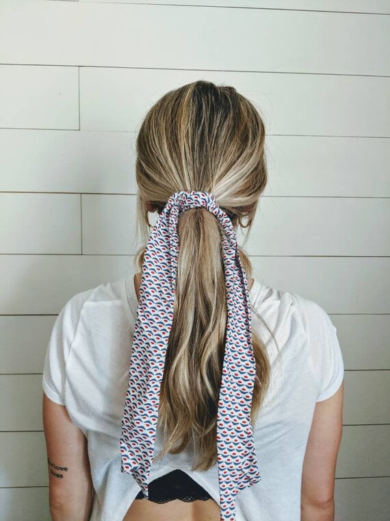 Hair Scarf Ponytail Scarf Silky Hair Scarf White Hair Etsy