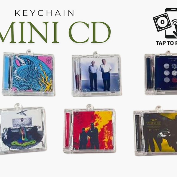 Mini CD Keychain NFC – 6 CDs Discography Twenty One Pilots | Personalized, Tap to Play on Spotify