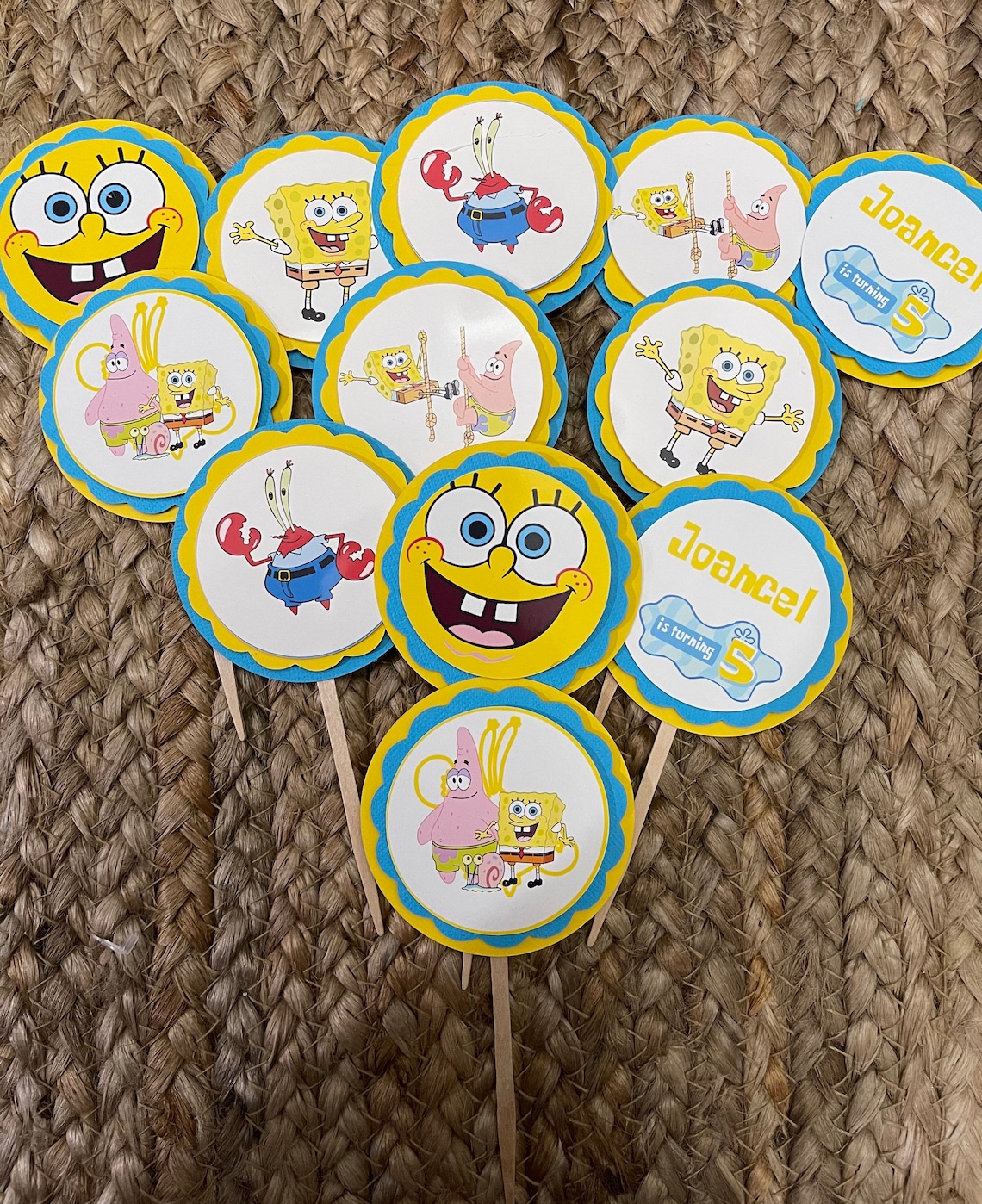 12 Spongebob Cupcake Topper SpongeBob Birthday Party Etsy