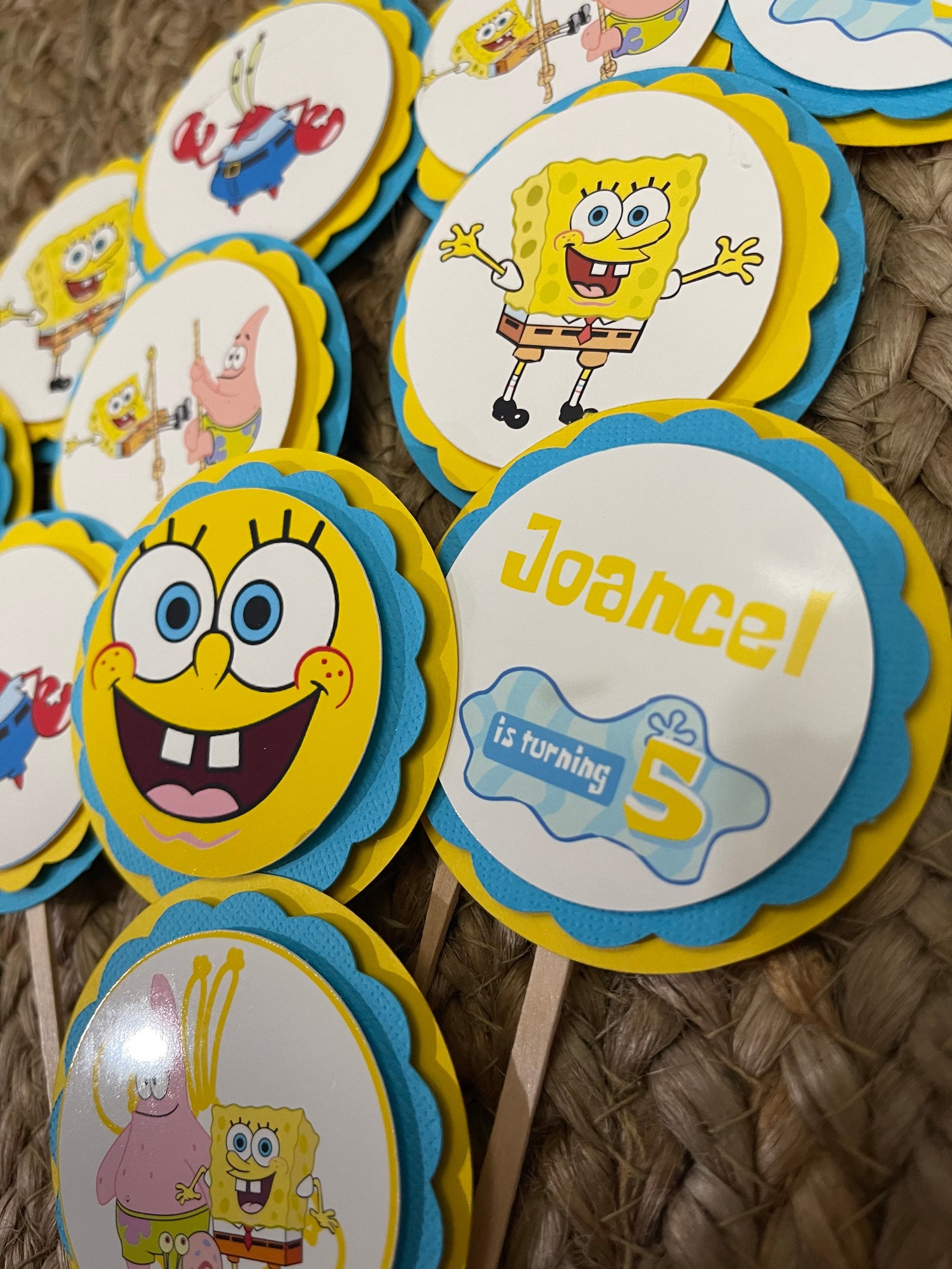12 Spongebob Cupcake Topper SpongeBob Birthday Party Etsy