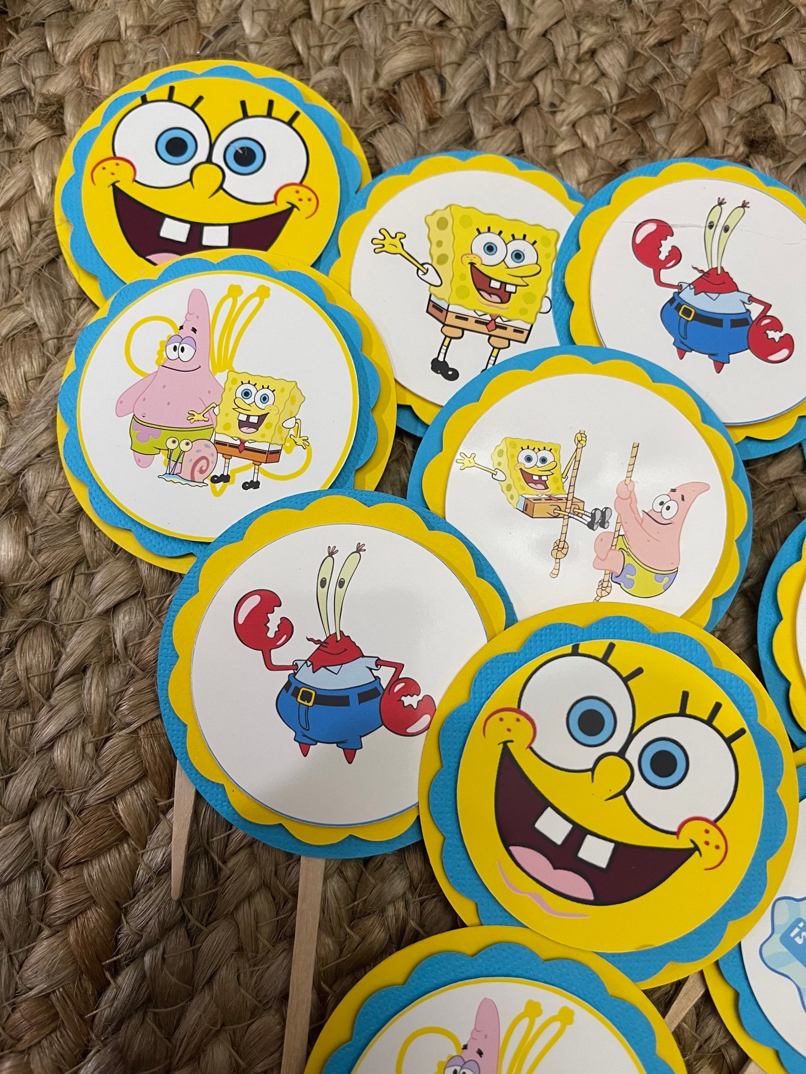 12 Spongebob Cupcake Topper SpongeBob Birthday Party Etsy
