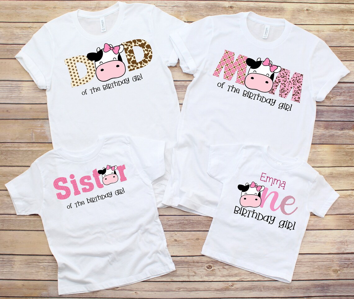 1st Cow Birthday Shirts Cow Birthday Party Shirts Girl Cow Etsy