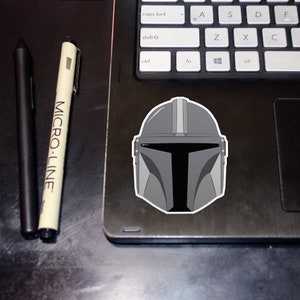 Mandalorian (Mando) Helmet WATERPROOF STICKER - Vinyl Die Cut (Star Wars)