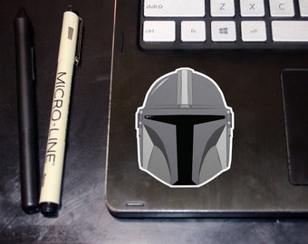 Pegatina impermeable para casco de Mandalorian (Mando) - Vinilo troquelado (Star Wars)