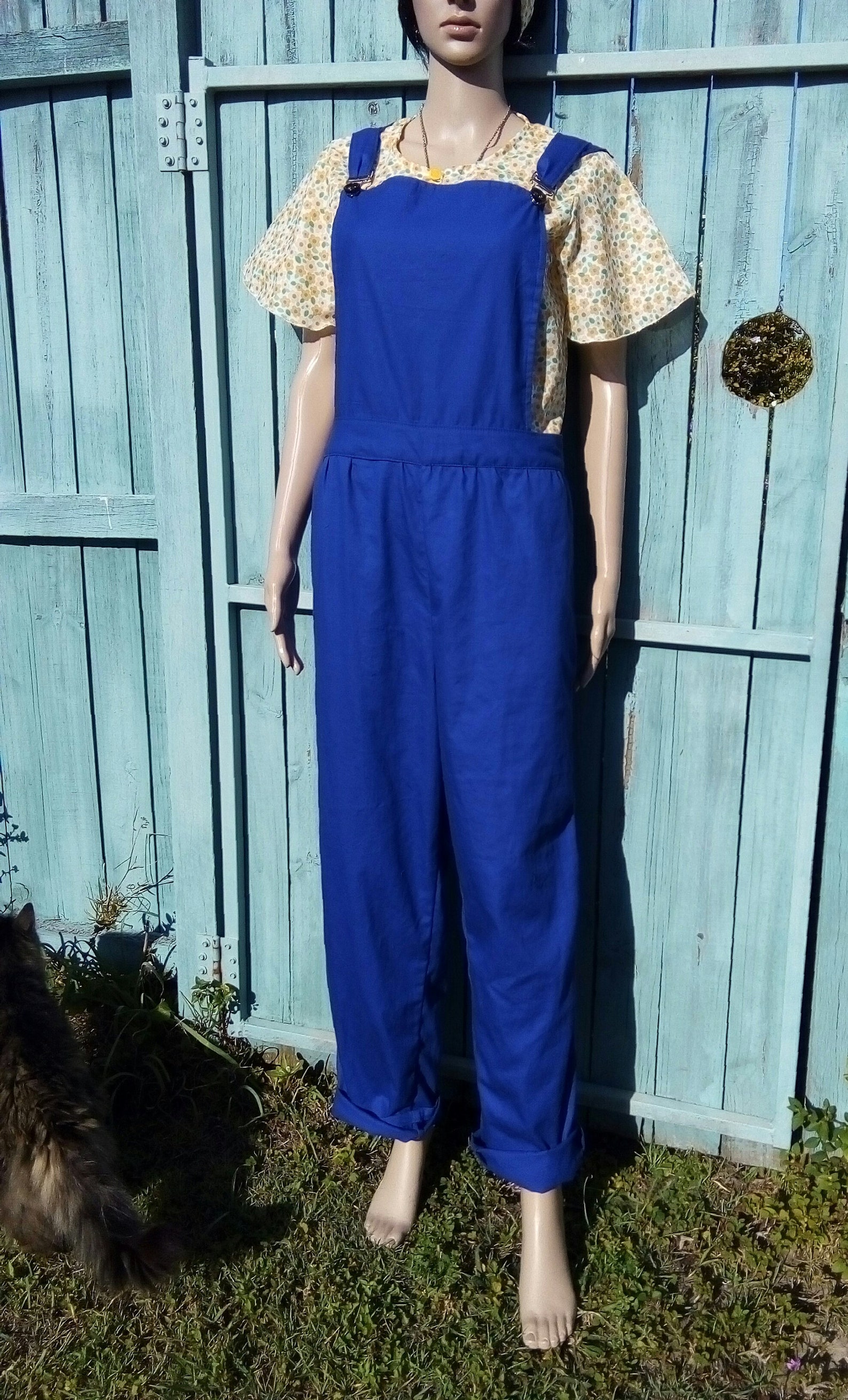Creative Vintage handmade royal blue overalls Etsy