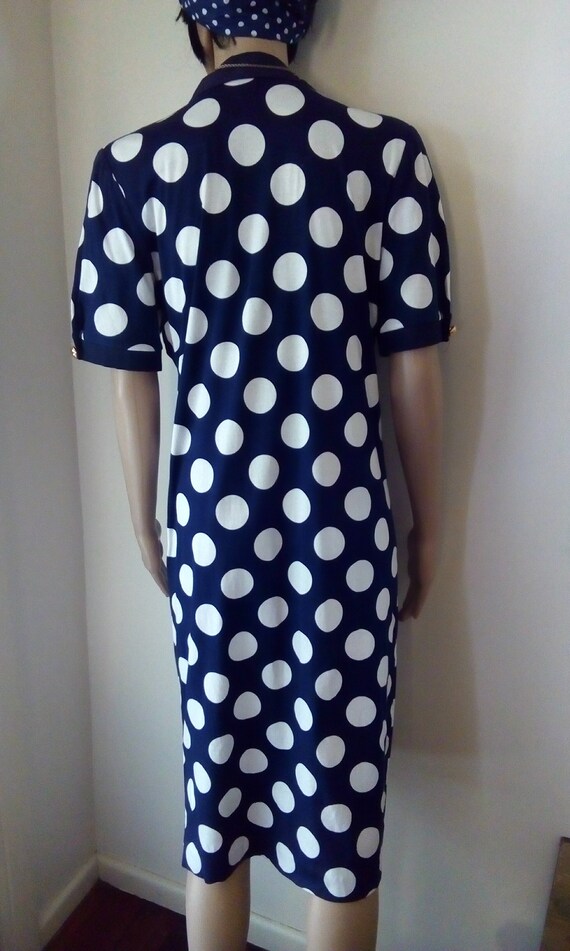 Blue dress white spots hotsell