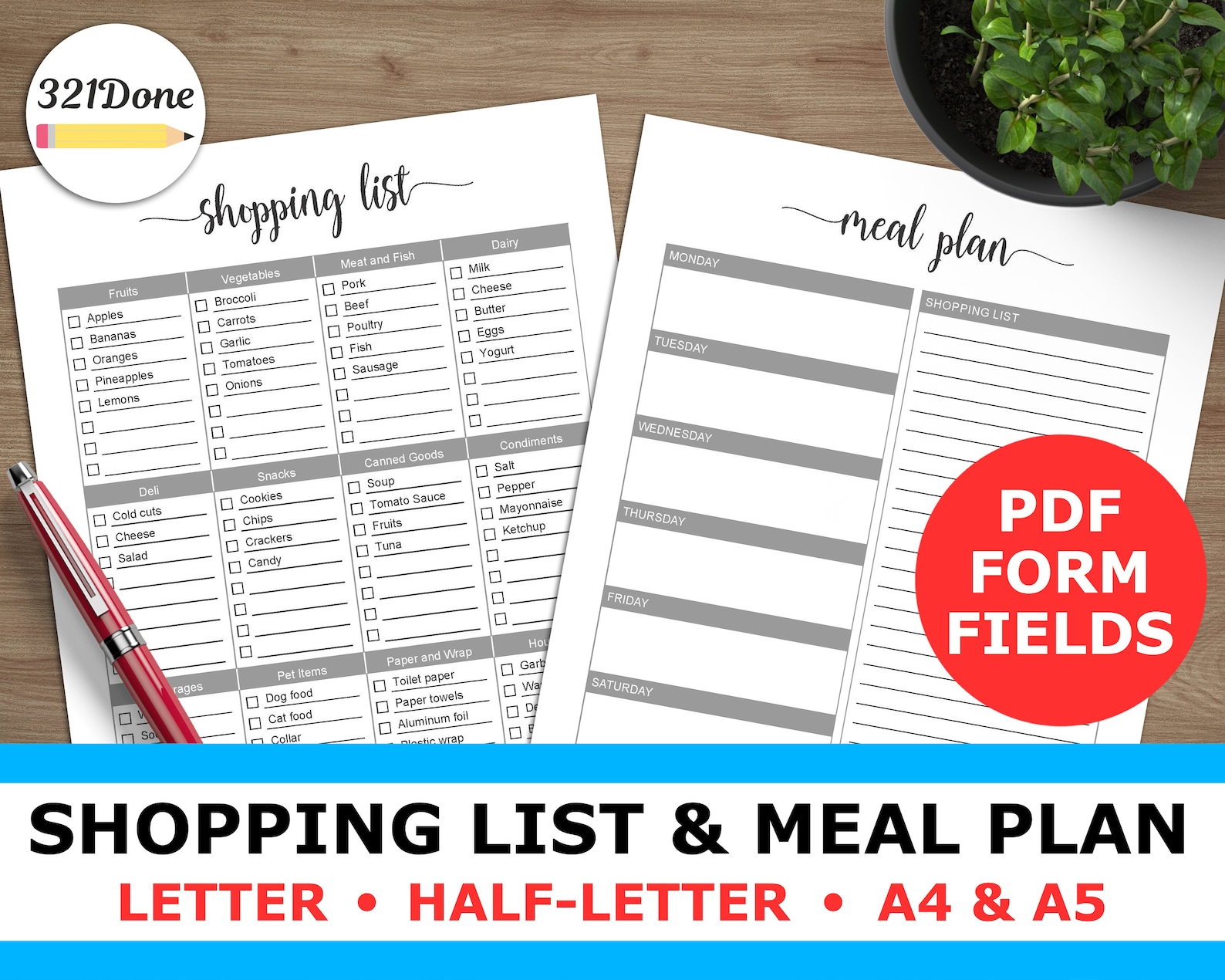 Meal Plan and Grocery Shopping List