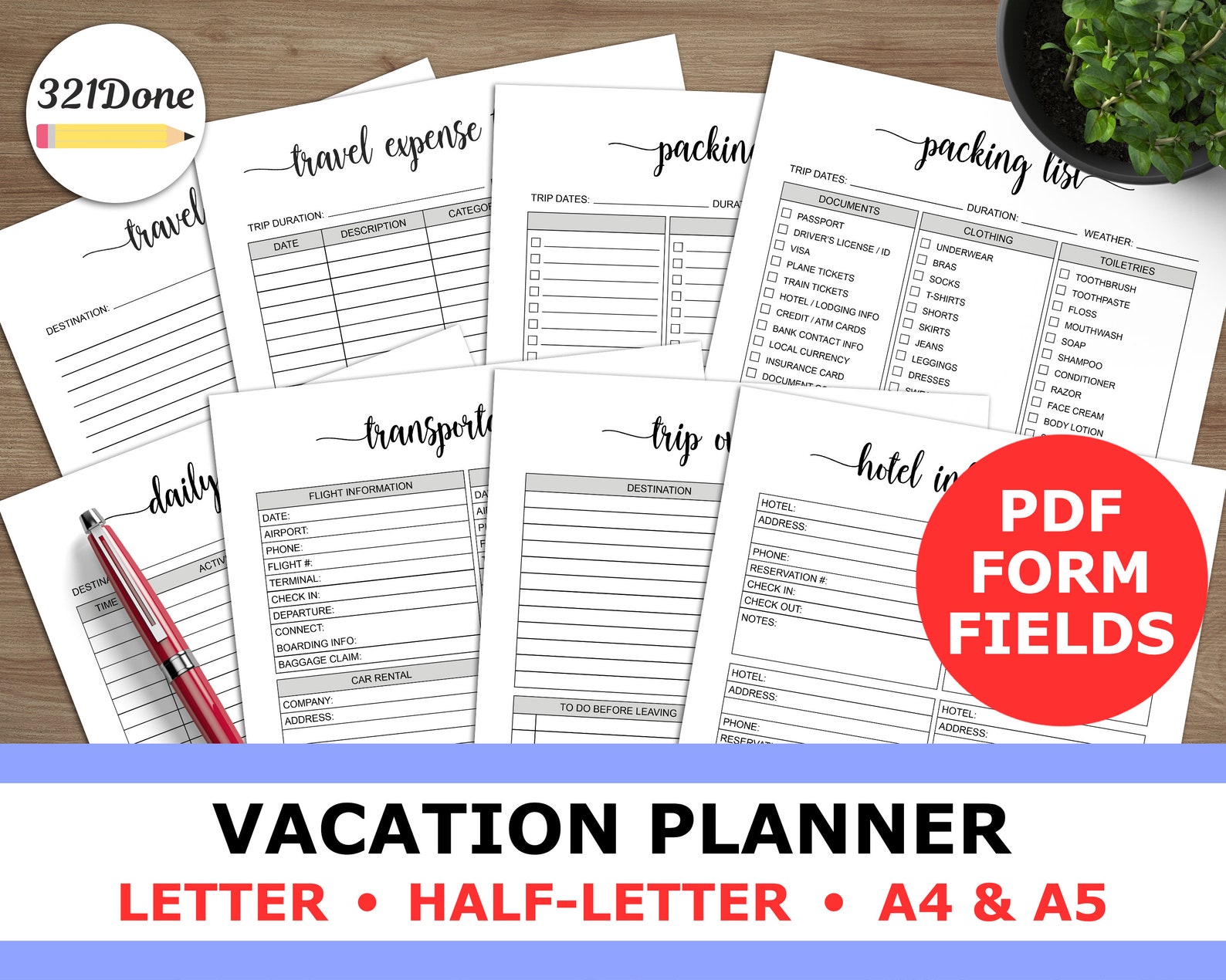 Vacation Planner Printable