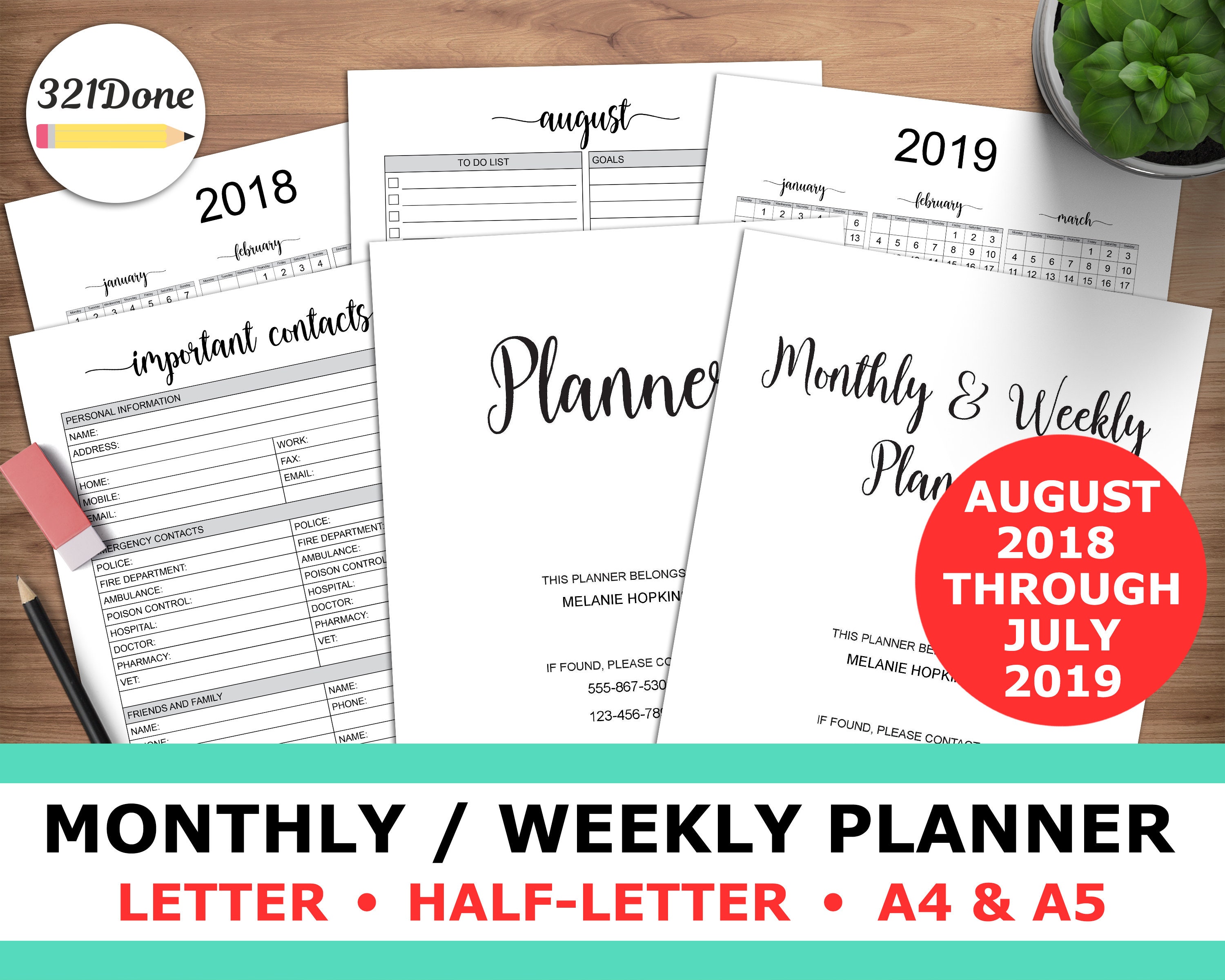 monthly weekly printable planner