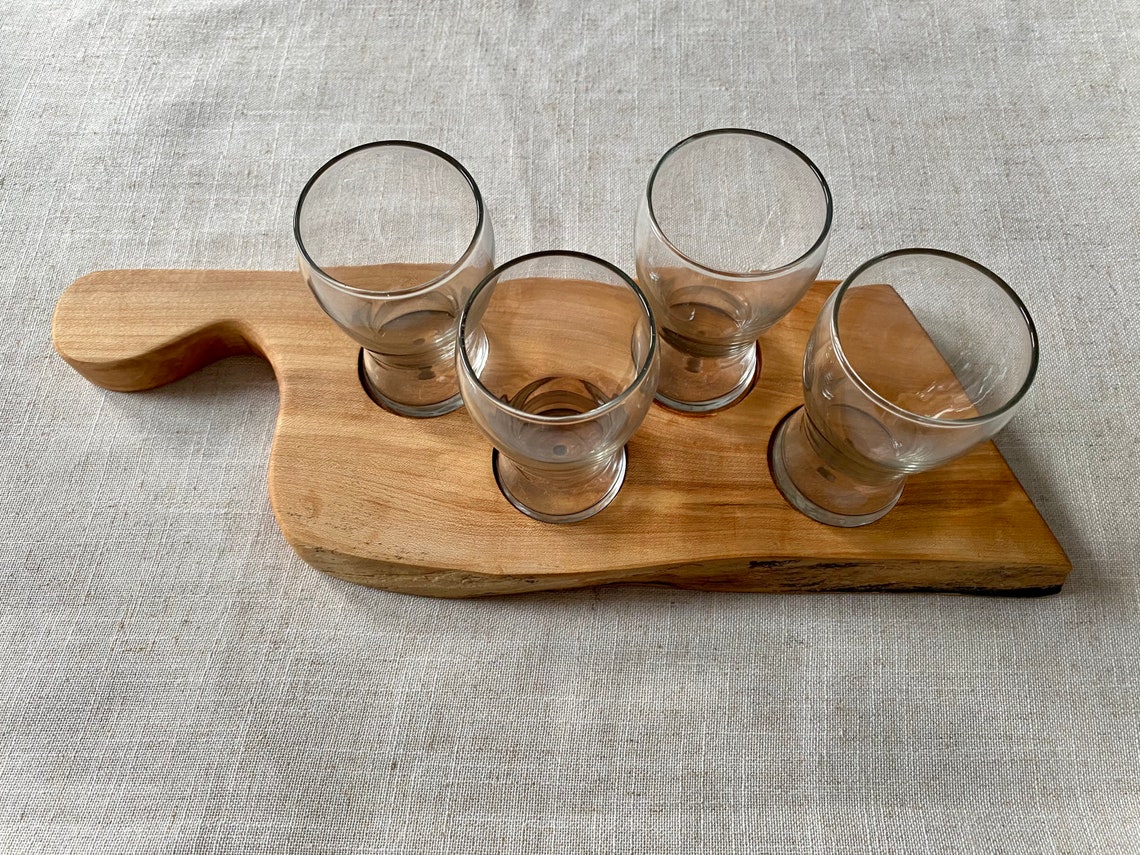 Live Edge Beer Flight Board w/Glasses Maple Etsy