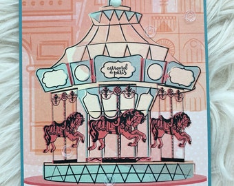 N.J. Set of Eight Blank Carousel Horse Menagerie Note Cards Seaside Heights