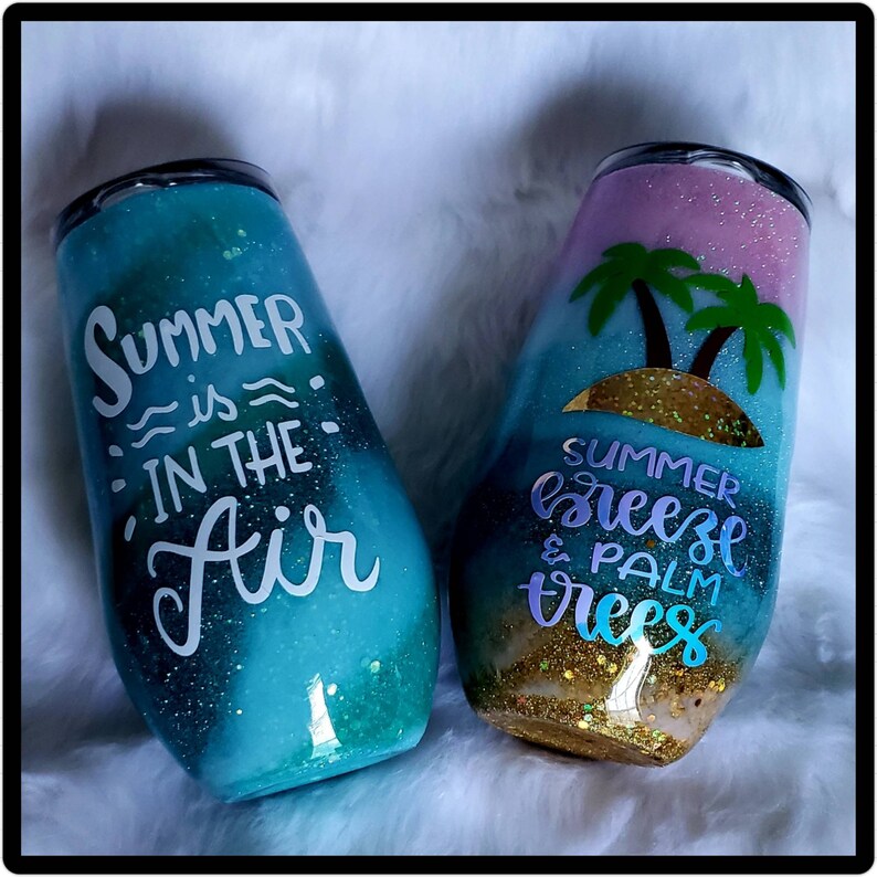 Beach Decor Personalized Tumbler Beach House Palm Trees Summertime Vacation Summer Vibes Personalized Gift Cruise