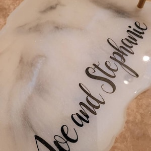 Custom Geode Butler Tray Set: Marble-like Stainless Steel Wine Glasses