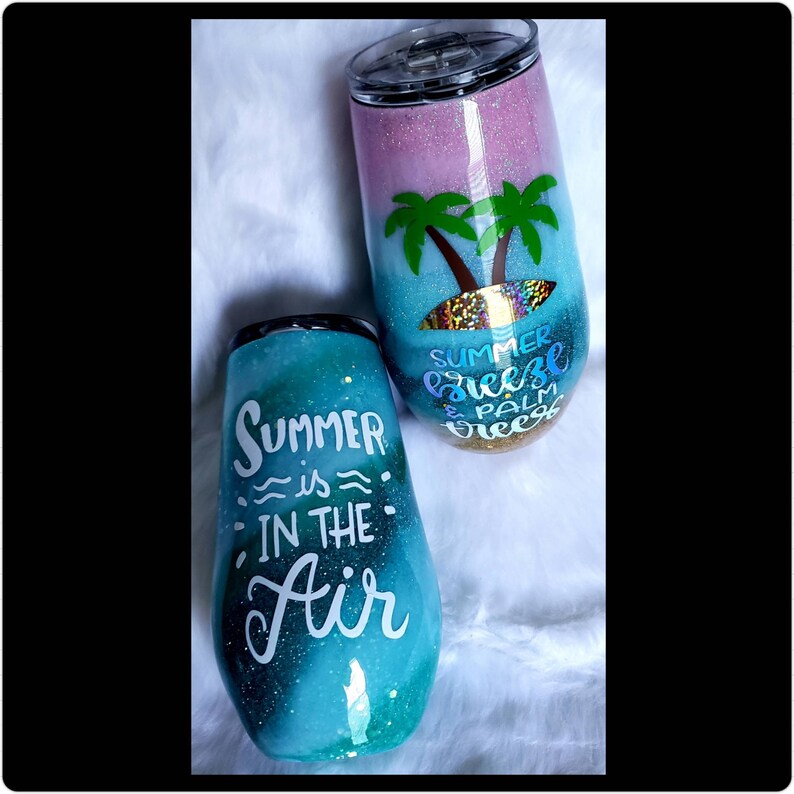Beach Decor Personalized Tumbler Beach House Palm Trees Summertime Vacation Summer Vibes Personalized Gift Cruise