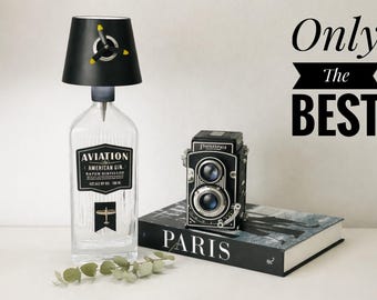 Aviation Gin Bottle Lamp – Handmade Upcycled Bar Light or Premium Designer Home Light