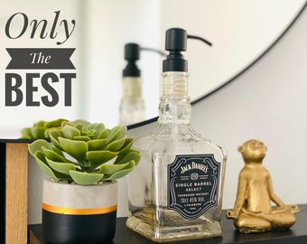 Soap dispenser made from a Jack Daniel's single barrel bottle - pump & bottle