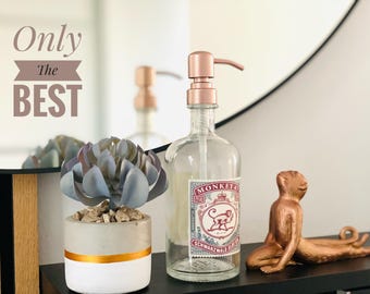 Soap dispenser made from a Monkey 47 Sloe Gin bottle (transparent) - pump plus bottle
