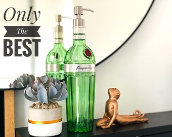 Soap dispenser made from a Tanqueray No. Ten Gin bottle - pump plus bottle